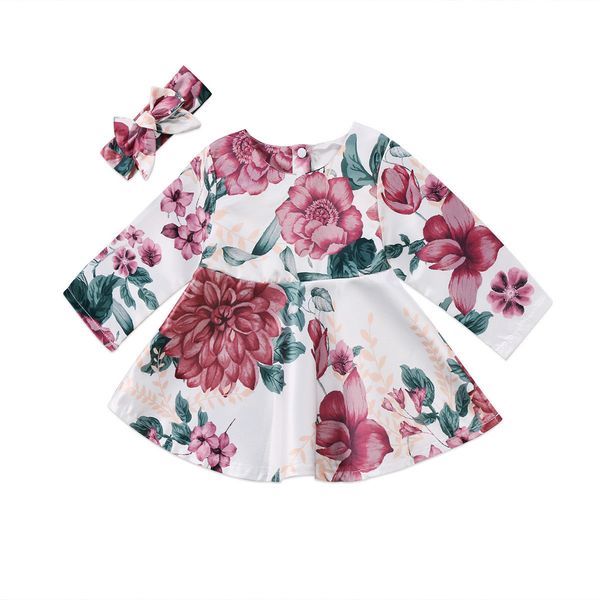 

toddler kids baby girls floral princess party pageant casual dress clothes 0-2y, Red;yellow
