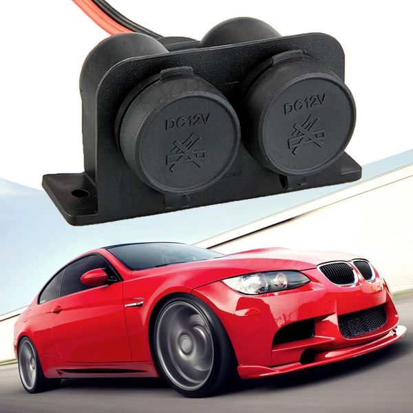 

waterproof 12v car motorcycle dual female cigarettes lighter power outlet plug board car accessories