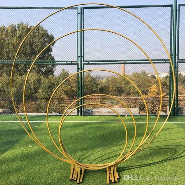 

wedding props birthday party decor wrought iron circle round ring arch backdrop arch lawn artificial flower row stand wall shelf