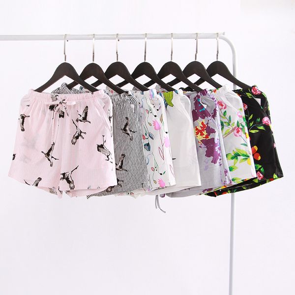 

2018 summer new ladies shorts fashion casual elegant sleeping pants 100% cotton gauze large size home pants leisure short, Black;red
