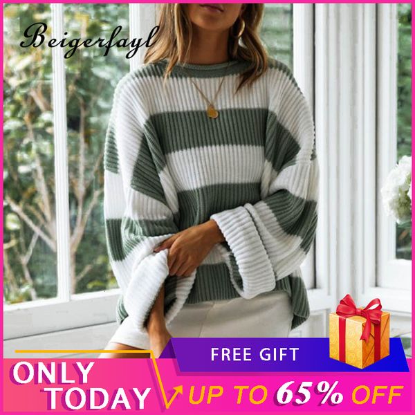 

beigerfayl truien dames 2019 stripe coloured knitting warm sweaters women invierno harajuku sweater chandail femme hiver f-8069, White;black