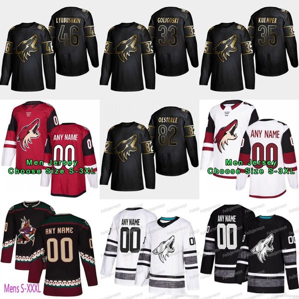 

2019 Golden Edition Arizona Coyotes 79 Gross 82 Oesterle 46 Ilya Lyubushkin 35 Darcy Kuemper 33 Alex Goligoski Nick Cousins Hockey Jersey