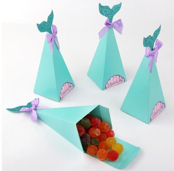 Kleine Meerjungfrau-Geschenkboxen, süße Papier-Süßigkeitenschachtel, Meerjungfrau-Geburtstagsparty-Dekoration, Kinder-Geschenkboxen für Hochzeit GB415