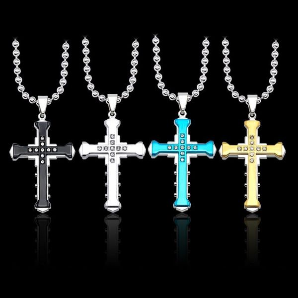 

fashion personality cool men's cross necklace gold and silver black men and women trend metal cross pendant men's necklace gift