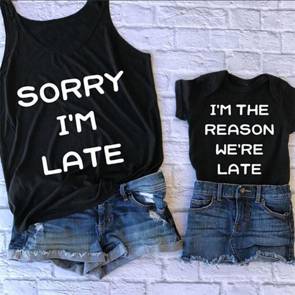 

summer letter print mom baby designer fashion vest style sleeveless casual apparel 2020ss famliy tshirts womens, White
