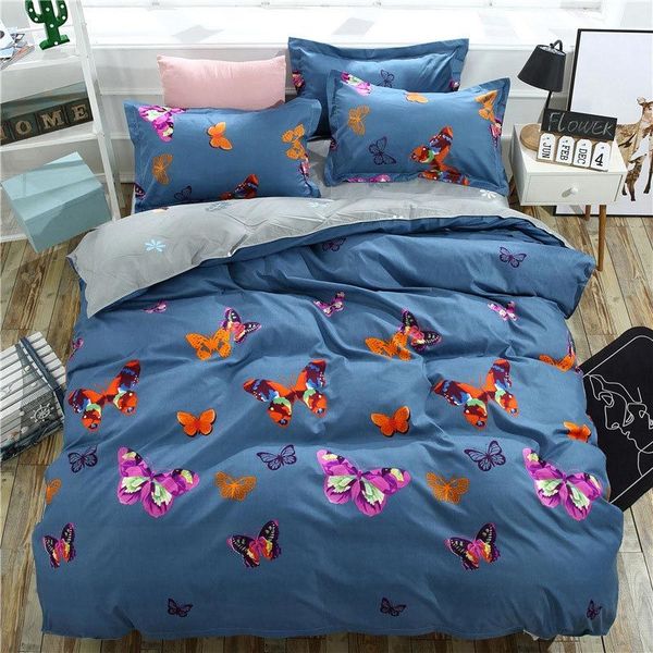 

blue butterfly 4pcs kid bed cover set cartoon duvet cover child bed sheets and pillowcases comforter bedding set 2tj-61004