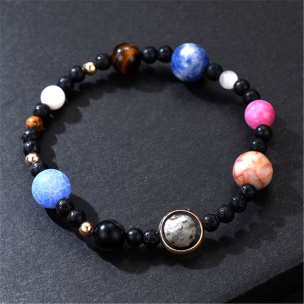 

wwlb galaxy solar system bracelet universe nine planets natural stone stars earth moon bracelet for women man fashion jewelry, Black