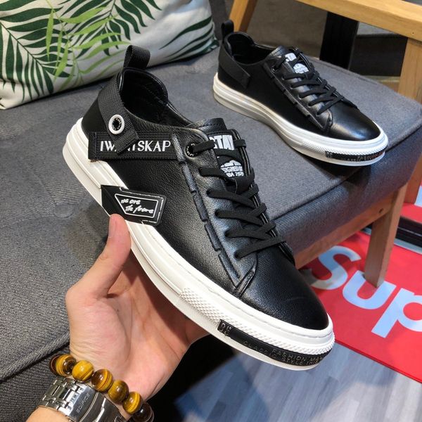 

new arrival fashion men casual shoes luxury designer shoes genuine leather embroidered flat shoes with quality, Black