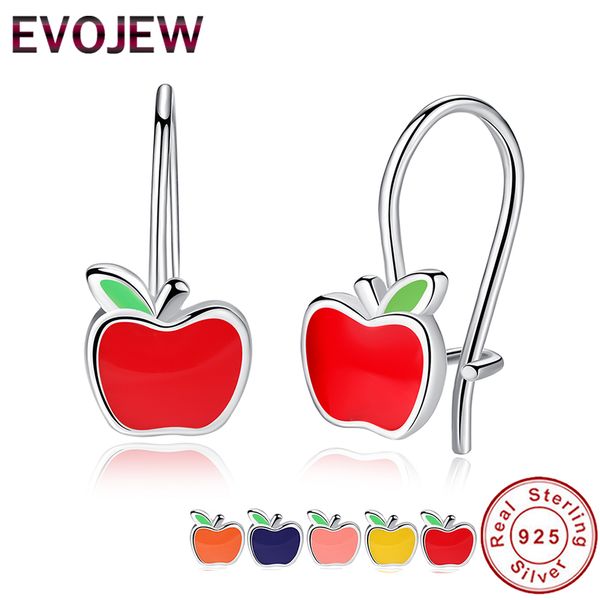 

evojew прекрасный красный эмаль apple, серьги стержня для женщин дети аутентичные 925-sterling-серебряные серьги подарок для рождество, Golden;silver