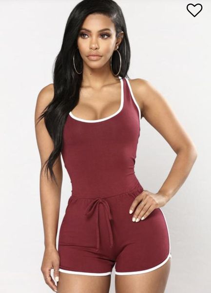 

european style sports woman playsuit sleeveless summer casual elastic waist female play suit2, Black;white