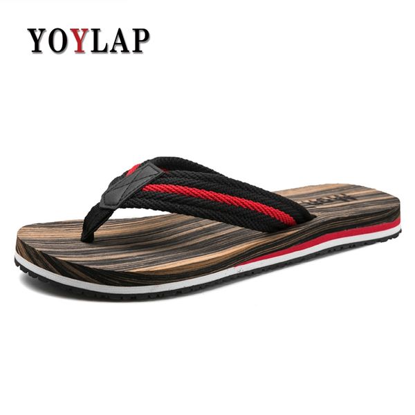 

summer casual men's flip flops flat sandals shoes for men striped flip flops beach sandals shoes man outside, Black