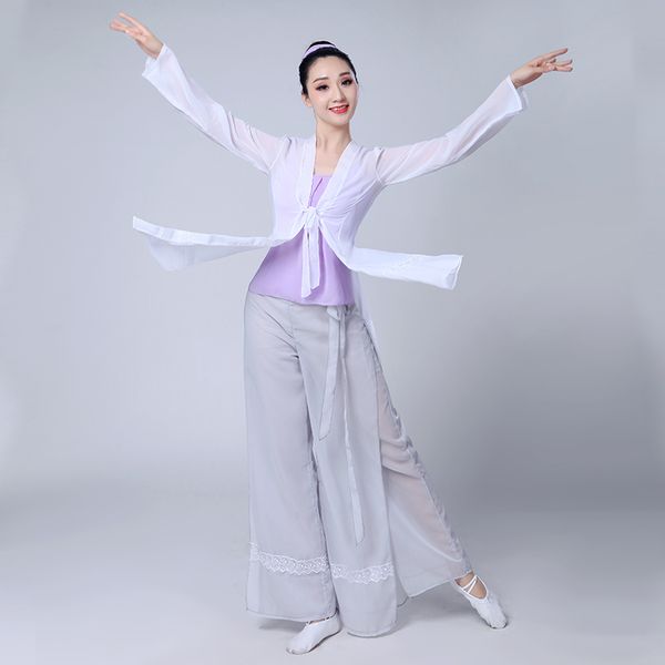 

chinese style hanfu classical dance practice clothes female dance gauze elegant chinese folk costume for woman, Black;red