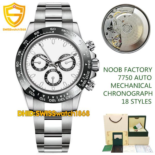 

n factory luxury watch a7750 chronograph mechanical automatic movement watch 904l steel case strap mens designer watches waterproof 18 style, Slivery;brown