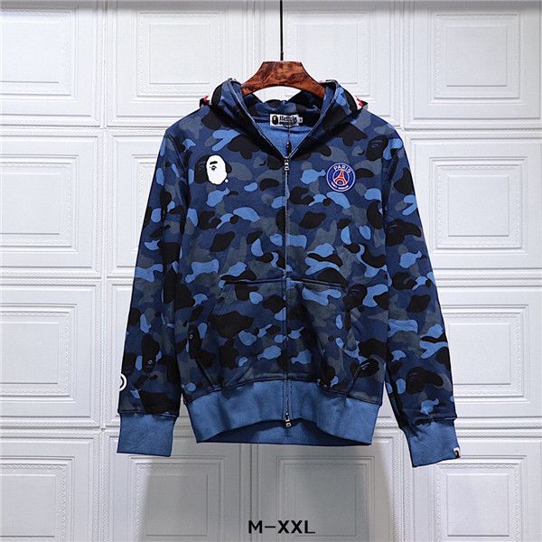 

19ss new luxurious brands design ape x psg camouflage sweater pullover hoodies men women outdoor streetwear sweatshirt jackets, Blue;black