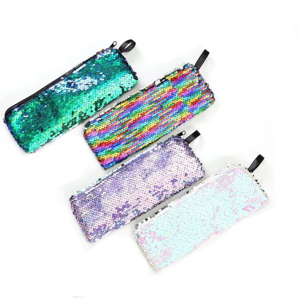 

2018 new double color bling sequins make up bag female cosmetic bag makeup pouch travel organizer beauty case bolsa feminina