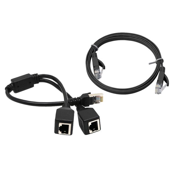 

rj45 splitter adapter 1 to 2 splitter port cat 6 lan ethernet connector black