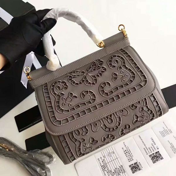 

new designer luxury handbags fashion red white grey cutout cow leather satchel bag ladies brand lace bags ing