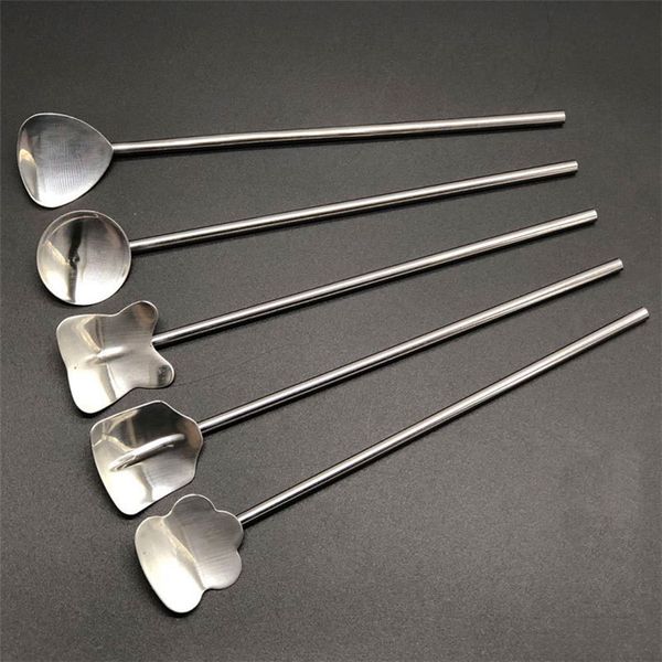 Aço inoxidável longo palhas Colher punho longo colher de mistura Café Leite Chá Agitador Bar Spoons Barware T10I0021