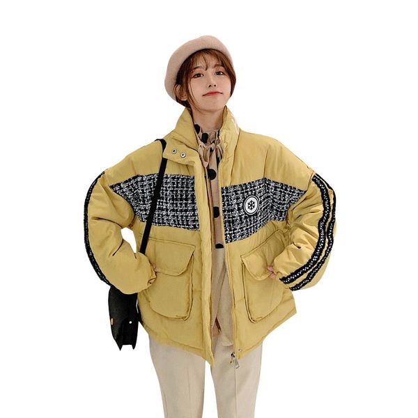 

oversize hooded winter down coat women patchwork jacket thick warm long cotton padded wadded parkas big pocket, Black