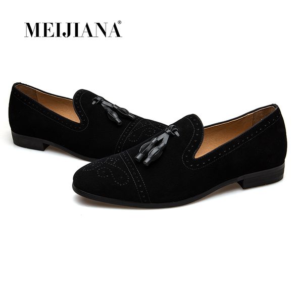 

meijiana 2018 handmade leather tassel loafers spring and autumn new, Black