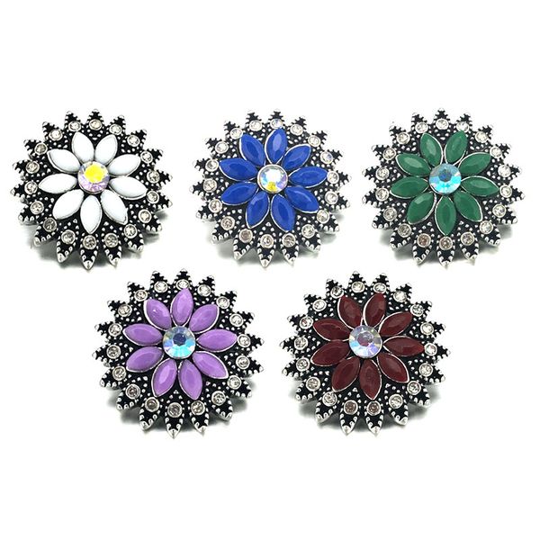 

wholesale 096 flower 3d 18mm 25mm metal snap button for bracelet necklace interchangeable jewelry women accessorie findings