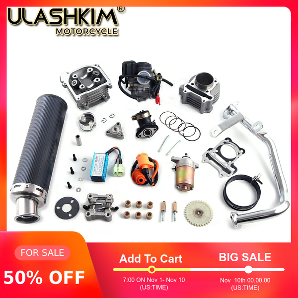 

gy6 50 80 upgrade 100 cc 137qma qmb139 4 stroke cylinder kit head exhaust racing rollers oil gear rings arms assemly