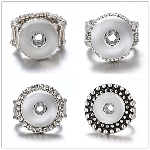 

10pcs/lot snap band ring jewelry fit 18mm ginger metal silver button adjustable