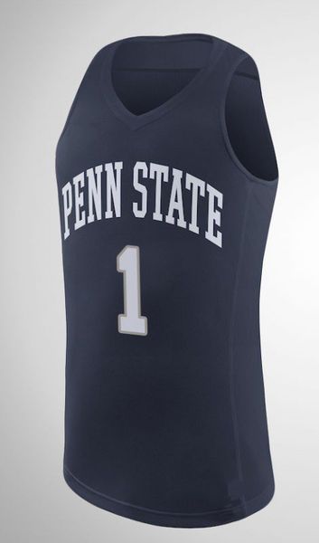 

deivis zemgul youth penn state nittany lions grant hazle jamari wheeler john harrar navy blue stitched college basketball jersey, Black