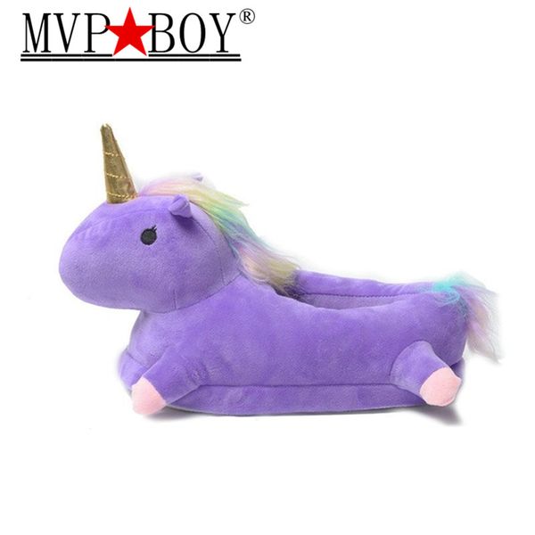 

mvp boy winter lovely home flock latex solid indoor plush unicorn slippers house mules platform flip flops shoes foot 22.5-27 cm, Black