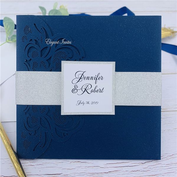 

wedding invitations cards 150*150mm dark navy paper invitation 30+ colors for your choice customized invitation