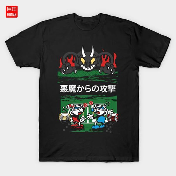

attack on cuphead t-shirt mugman attack on titan cuphead, White;black