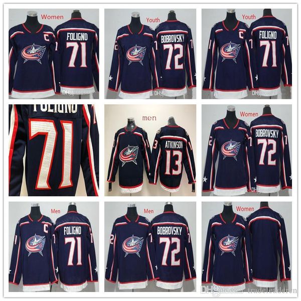 

Columbus Blue Jackets 13 Cam Atkinson 71 Nick Foligno 72 Sergei Bobrovsky Mens Womens Youth Hockey Jerseys