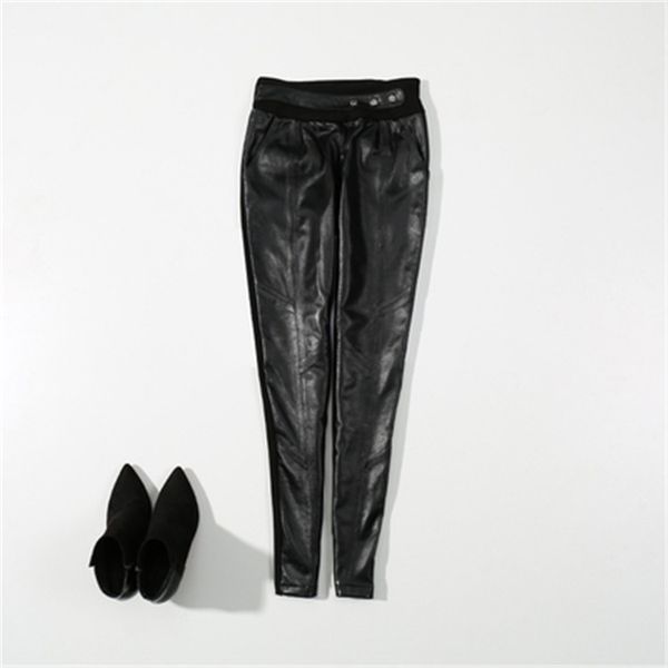 

2020 женщины new real подлинная овцы кожаные штаны c11, Black;white