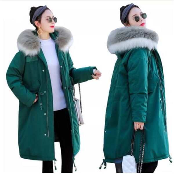 

winter long parkas women down jackets duck down 95% warm outwear coats female big fur collar hooded jacket, Black