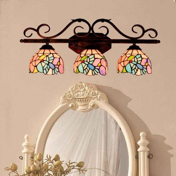 

американский пастырское стены бра творческий птицы pattern абажур бра железный тела стекло зеркала настенные светильники для спальни