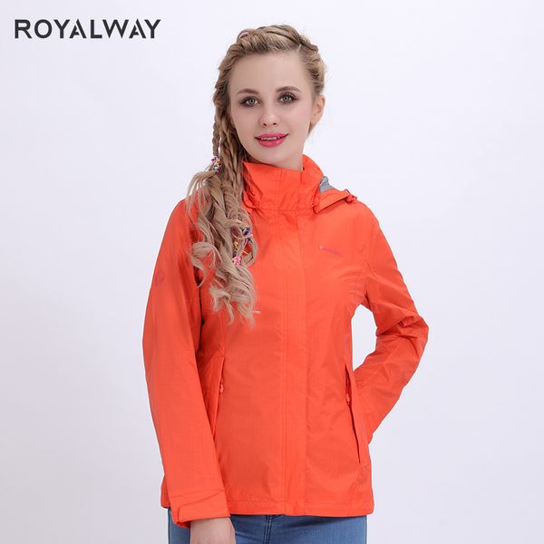 

royalway light windbreaker women waterproof camping hiking hooded jackets outdoor travel fashion coats rfcl1003g, Blue;black