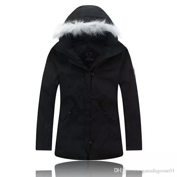 

дети пуховик зимний can-victoria-pa вниз parkas марка реальный енот меховой воротник белая утка верхняя одежда пальто с меховым капюшоном c, Black