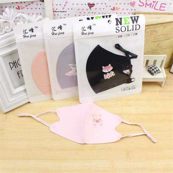 

2020 children's adjustment mask kids buckle stereo ice silk face masks with packaging bag cotton anti dust dustproof printing