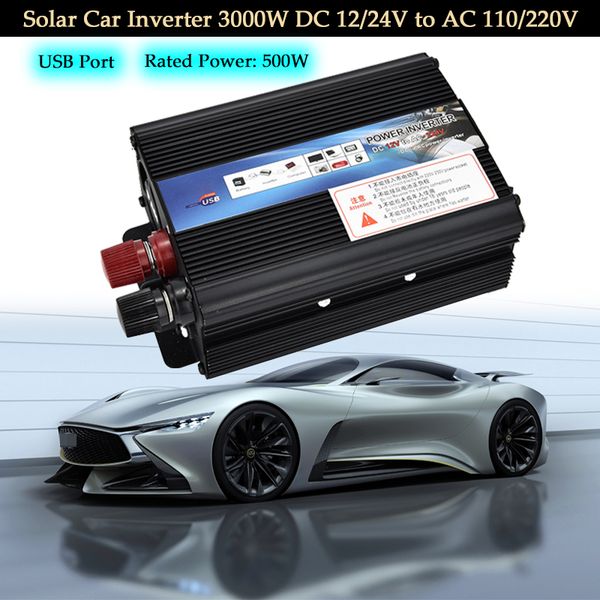 

car inverter 3000w dc 12/24v to ac 110/220v solar car power inverter converter adapter voltage charger transformer auto