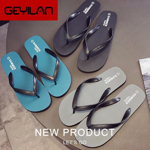 

slippers men's summer flip-flops men's anti-slip sandals trends social guys beach shoes, Black
