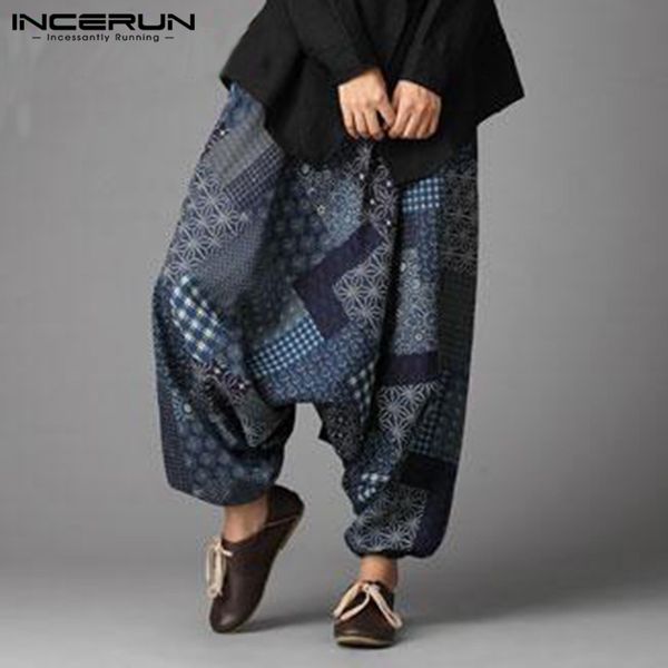 

каникул повседневные брюки багги хмонги сыпучие гаремные мужчины женщины брюки широкие ноги перекрестные брюки хлопок танец падение промежно, Black