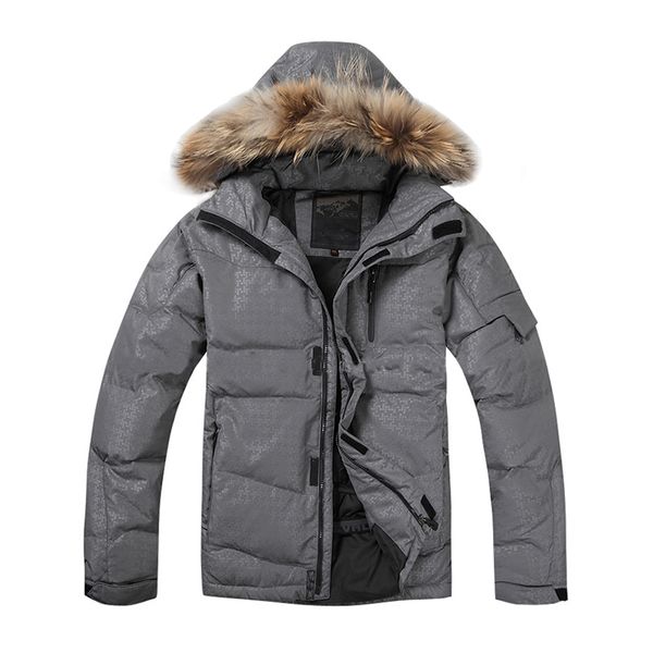 

2019 men down jacket winter down coats 80% white duck real raccoon fur men warm winter jacket ing, Black