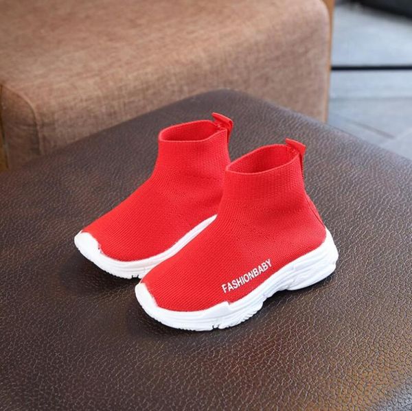 

girls sneaker for running boys casual sport shoes outdoor anti-slippery knit kids socks shoes sneaker children casual, Black;red
