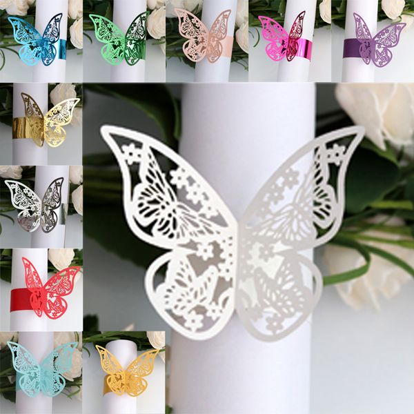 

new 50pcs butterfly napkin rings decor new year hollow paper weddings party serviette table decoration favor for christmas