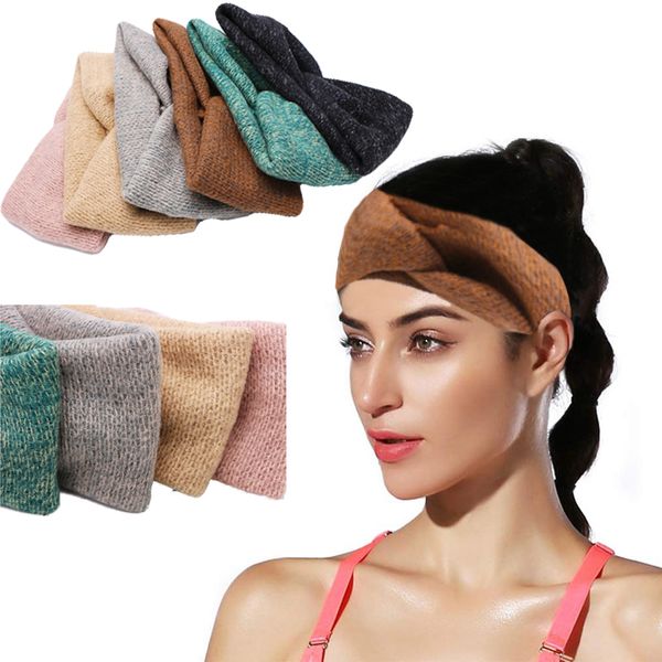 

новый эластичный sweatband широких спортивного зала оголовье женщина head wrap фитнес-йога диапазон волосы аксессуары для волос вязаной груп, Yellow;black