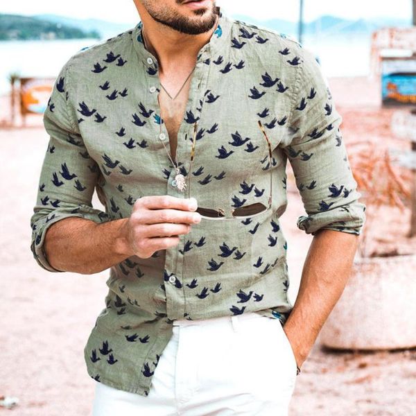 

summer hawaiian men shirt casual men's long sleeve shirt casual button beach quick dry blouse streetwear camisa masculina, White;black