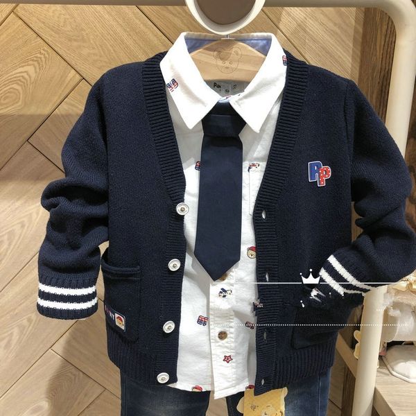 

eails pccka5211r 20 boys' all-match letter single-breasted cardigan pccka5211r 20 boys' all-match embroidered letter single-breast, Blue