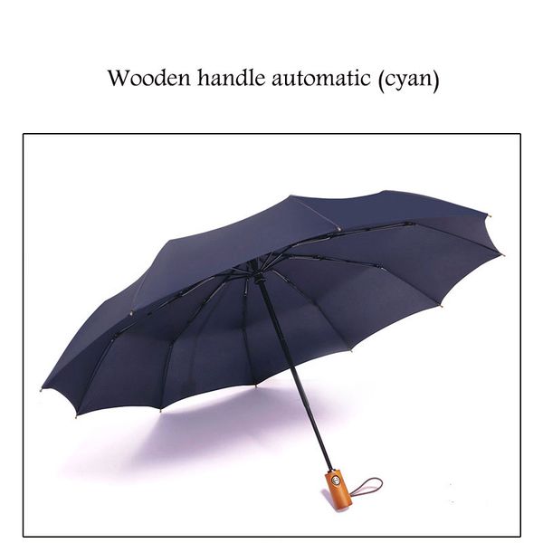 

2019 latest automatic folding fiber material wooden handle anti-uv sun umbrella