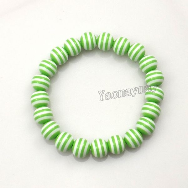 

wholesale 24pcs/lot green color 10mm stripe zebra resin beaded bracelets elastic for new year present, Black