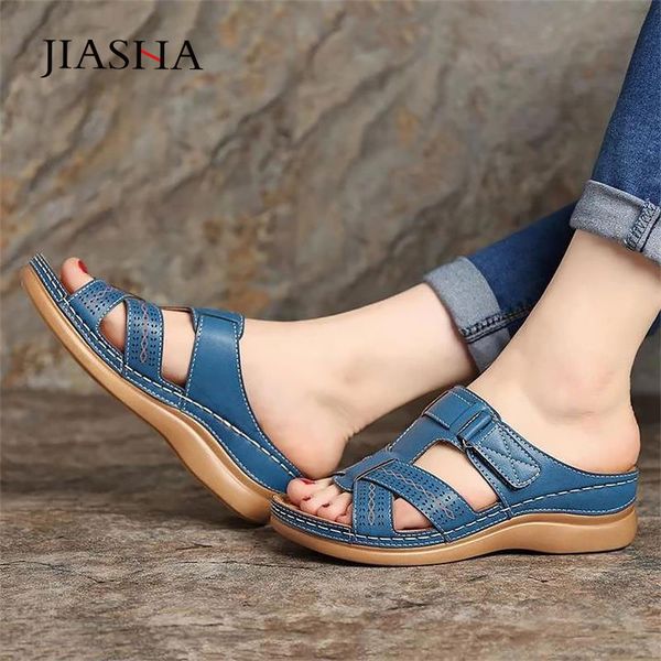 

women sandals 2020 fashion pu leather summer shoes woman slipper beach sandals hook&loop casual basic women shoes, Black